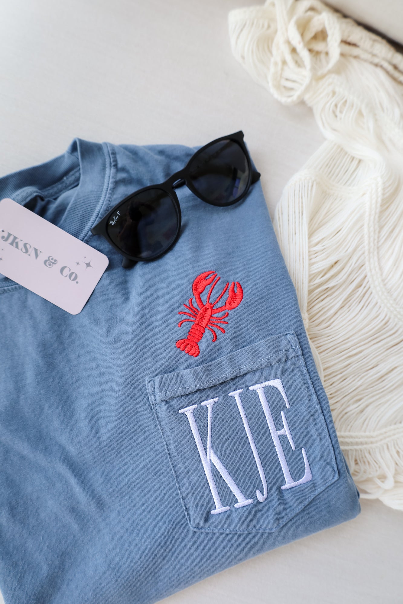 Lobster Monogram Embroidered Pocket Tee