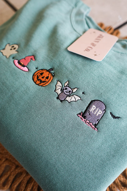 Halloween Mini Icons Embroidered Comfort Colors Sweatshirt