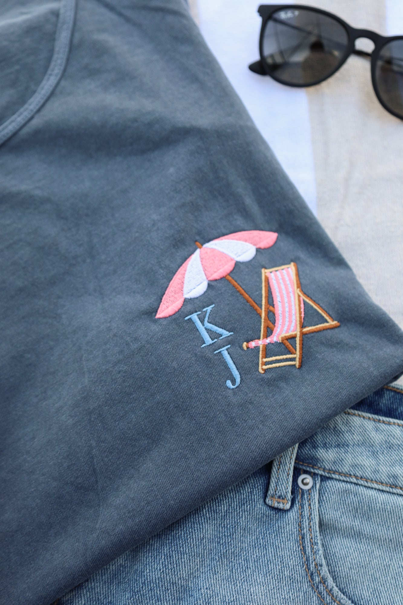 Custom Monogram Embroidered Comfort Colors  Cabana Tank – Personalized Summer Tank Top