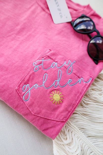 Stay Golden Embroidered Pocket Tee