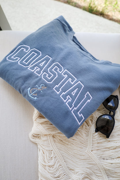 Coastal Varsity East Coast Embroidered Sweatshirt — Comfort Colors