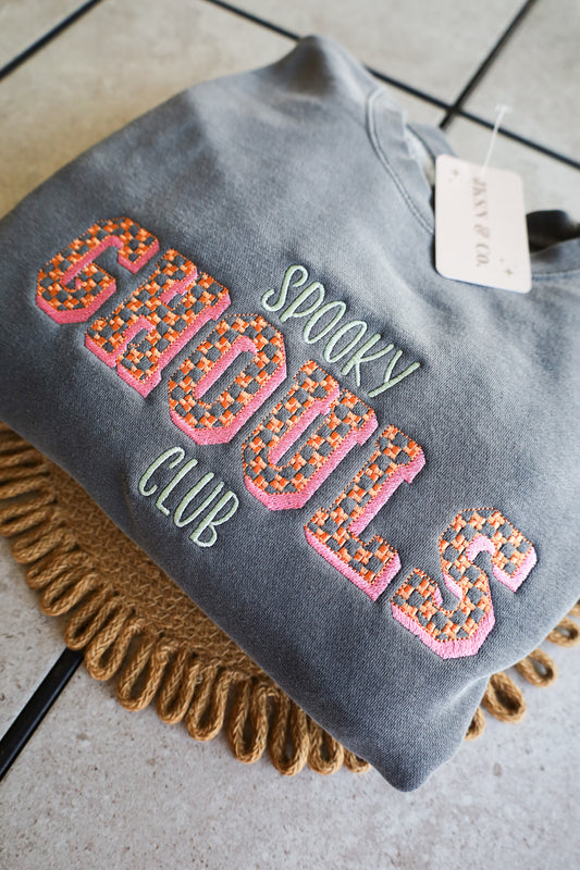 Spooky Ghouls Club Embroidered Sweatshirt