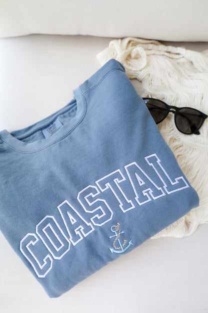 Coastal Varsity East Coast Embroidered Sweatshirt — Comfort Colors