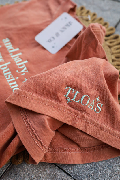 The Life of a Showgirl Embroidered Tee, And Baby, That’s Show Business For You Comfort Colors Tee, TLOAS