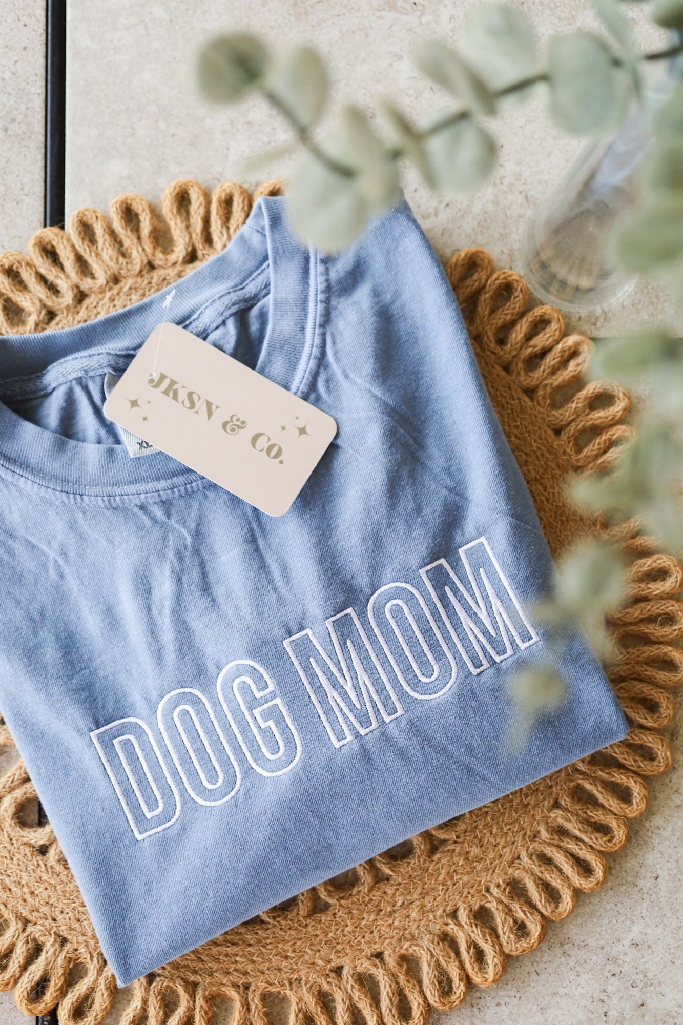 Customizable Dog Mom Embroidered Tee — Comfort Colors Embroidered Tee, Dog Mom, Short Sleeve Tee