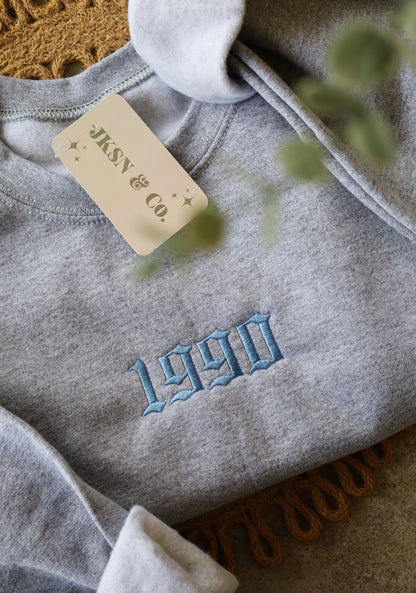 Customizable Birth Year Embroidered Sweatshirt