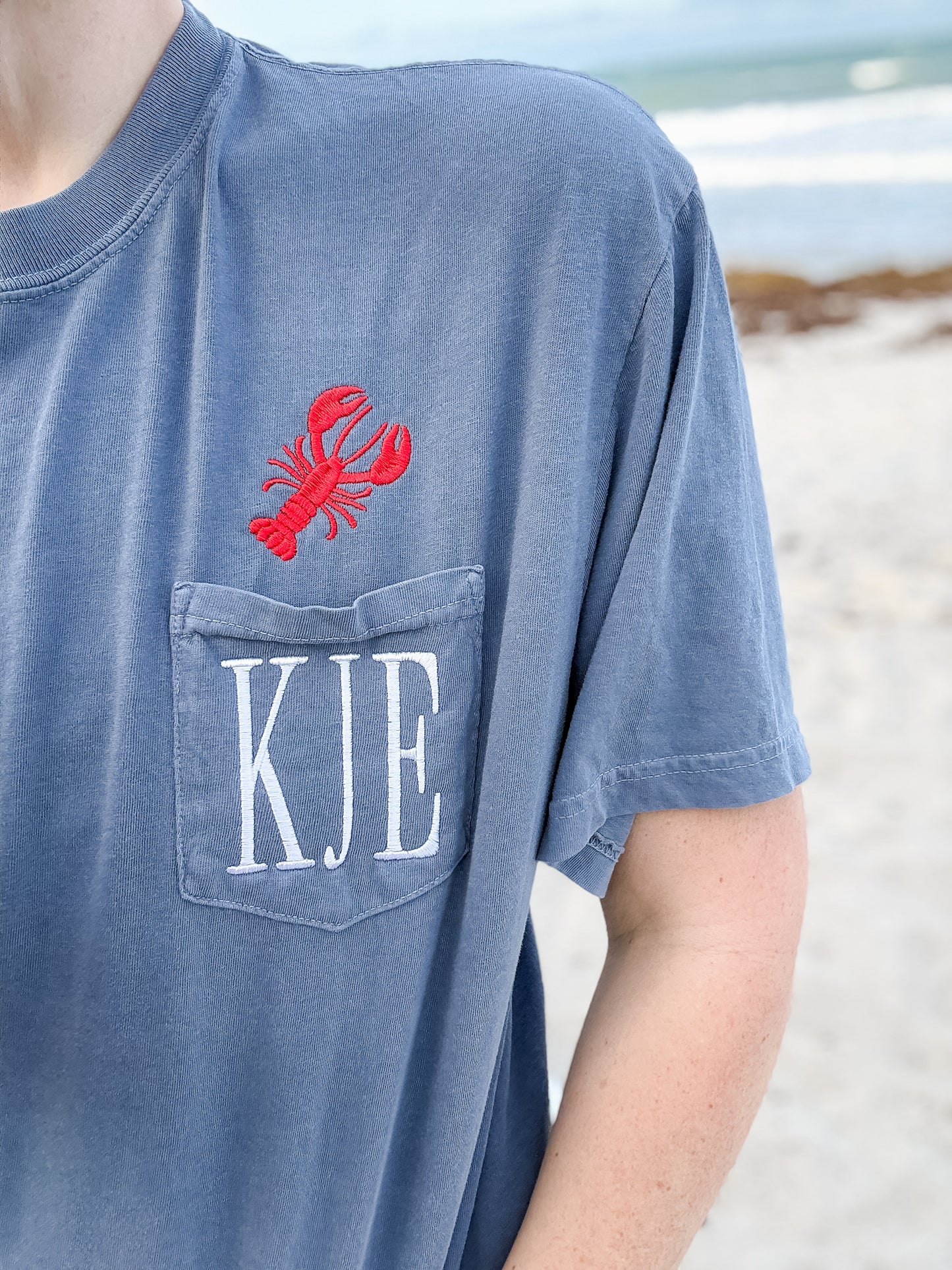 Lobster Monogram Embroidered Pocket Tee