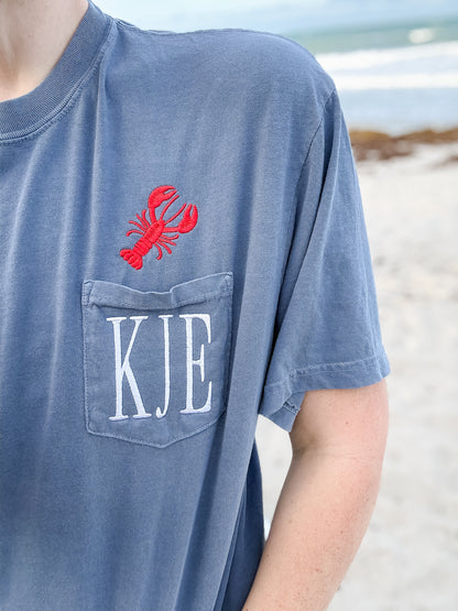 Lobster Monogram Embroidered Pocket Tee