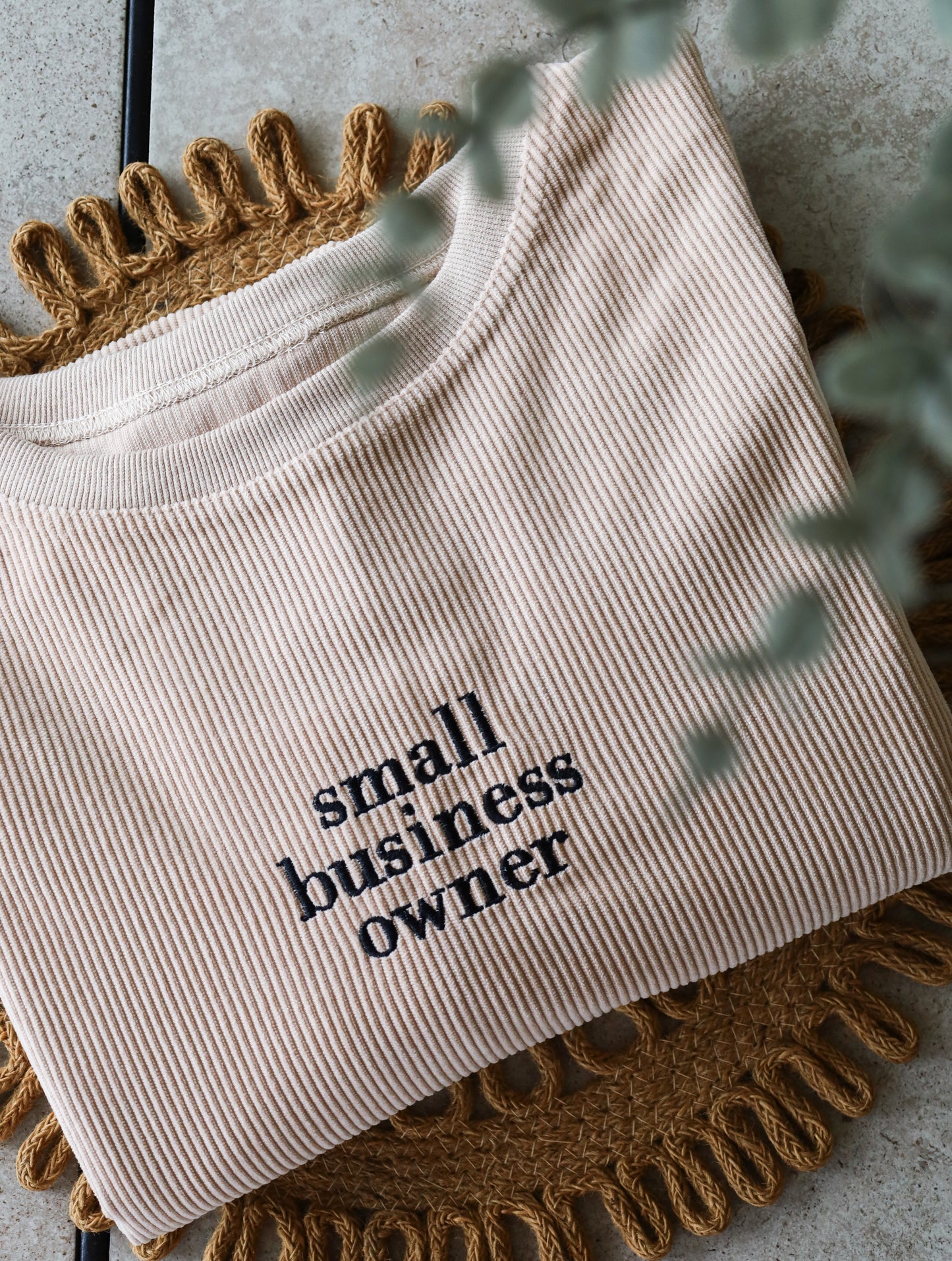 Small Business Owner Embroidered Corded Crewneck