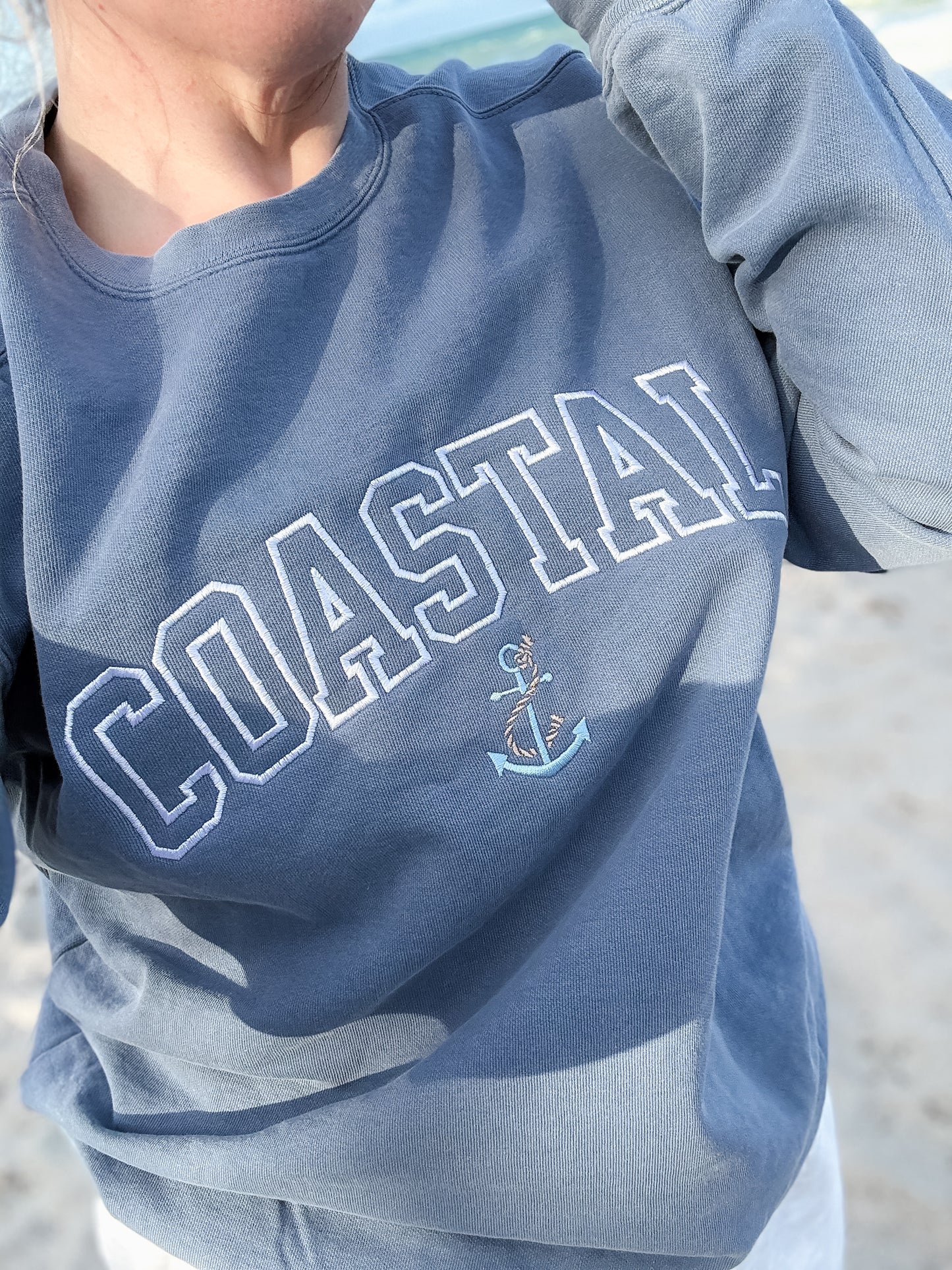 Coastal Varsity East Coast Embroidered Sweatshirt — Comfort Colors