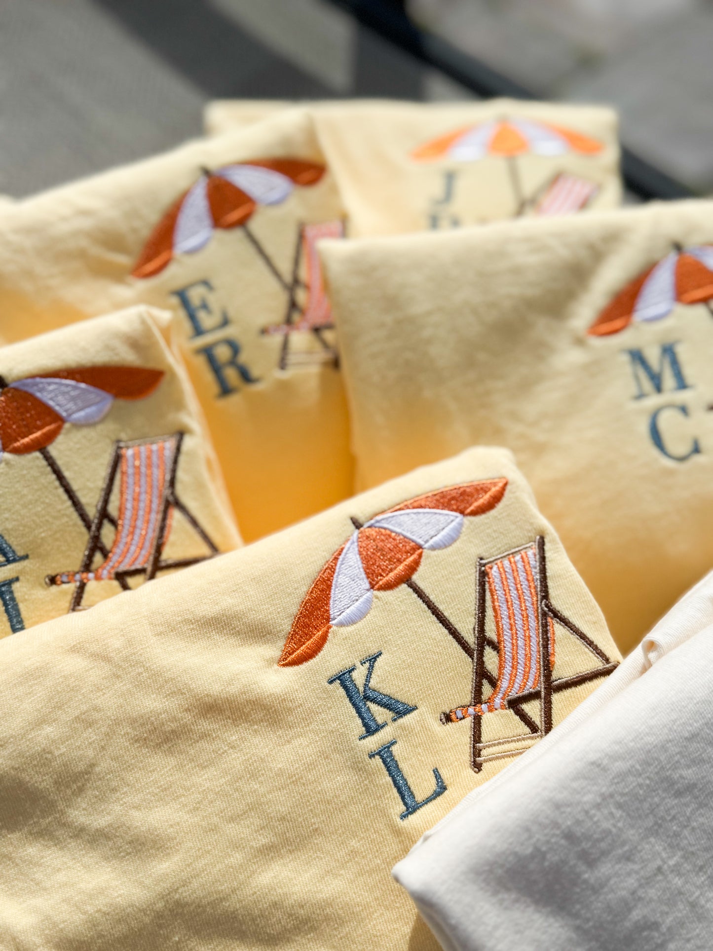 Customizable Embroidered Beach Chair Monogram Tee — Comfort Colors Tee, Short Sleeve Tee, Beach Bachelorette Tee, Beach Bride, Beach Tee