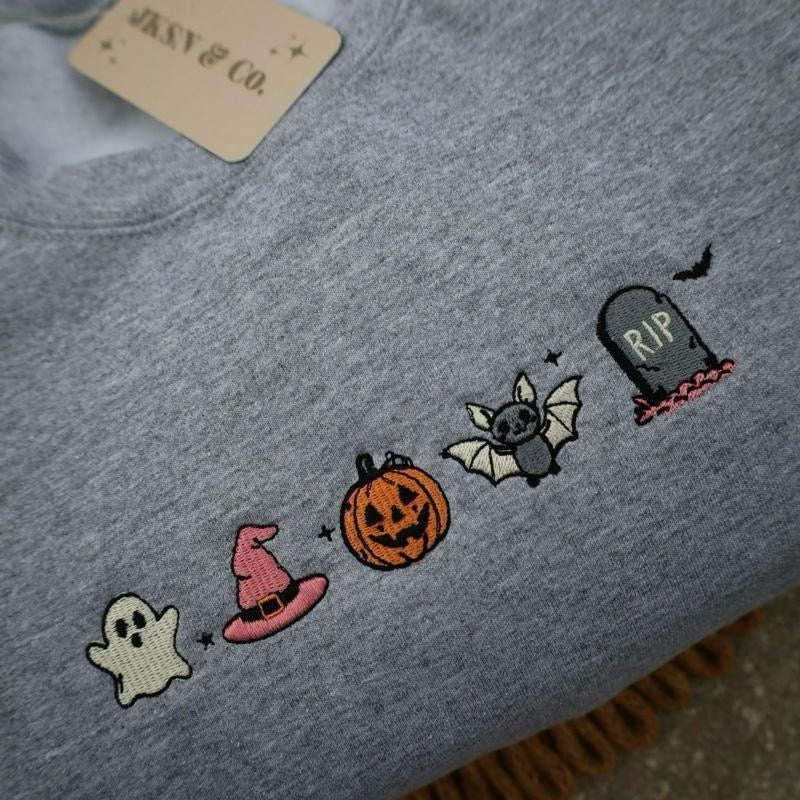 Halloween Mini Icons Embroidered Sweatshirt