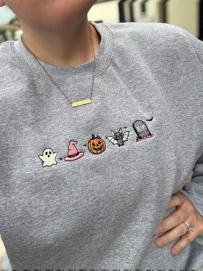 Halloween Mini Icons Embroidered Sweatshirt