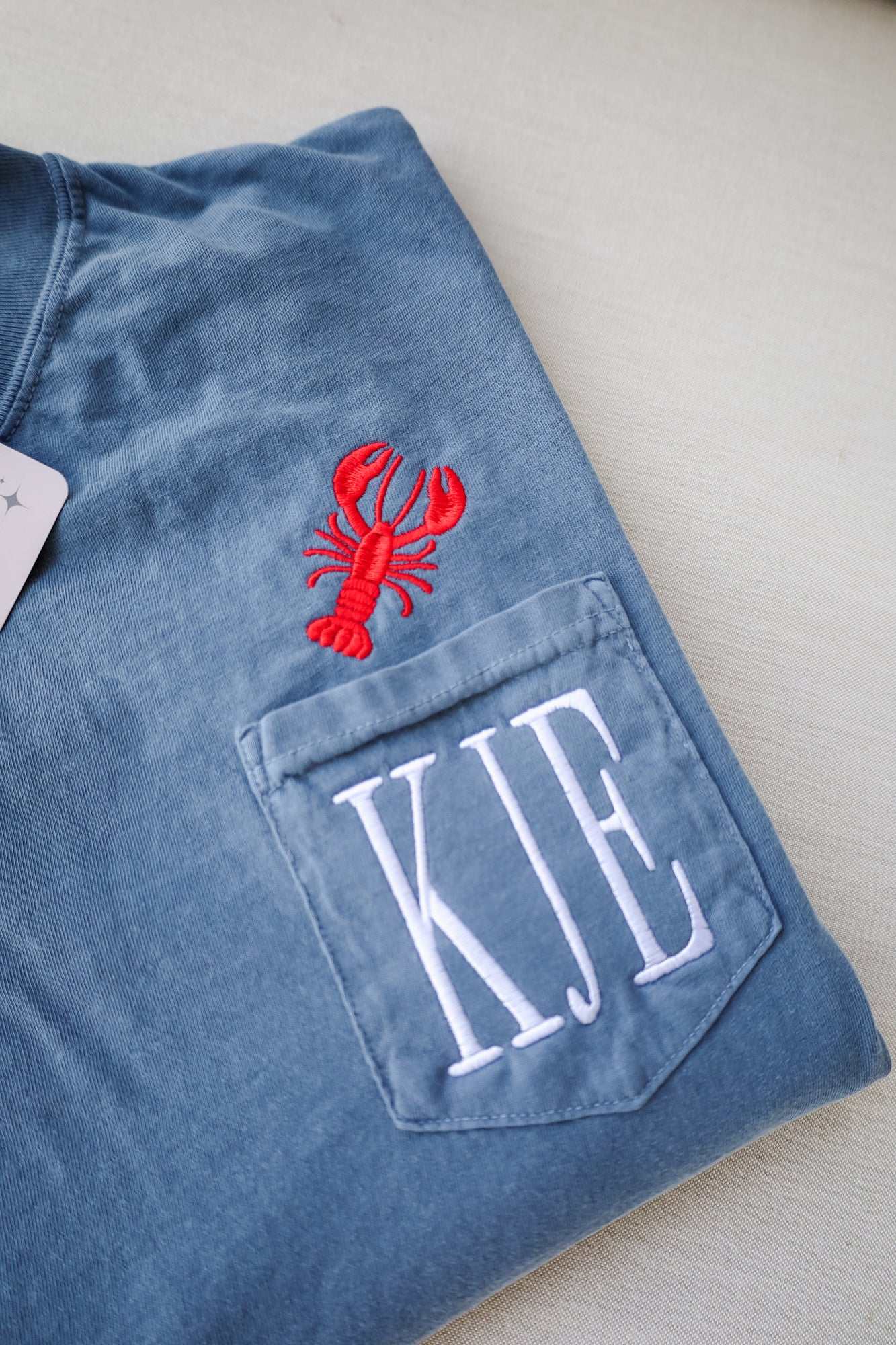 Lobster Monogram Embroidered Pocket Tee