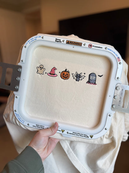 Halloween Mini Icons Embroidered Comfort Colors Tee — Customizable