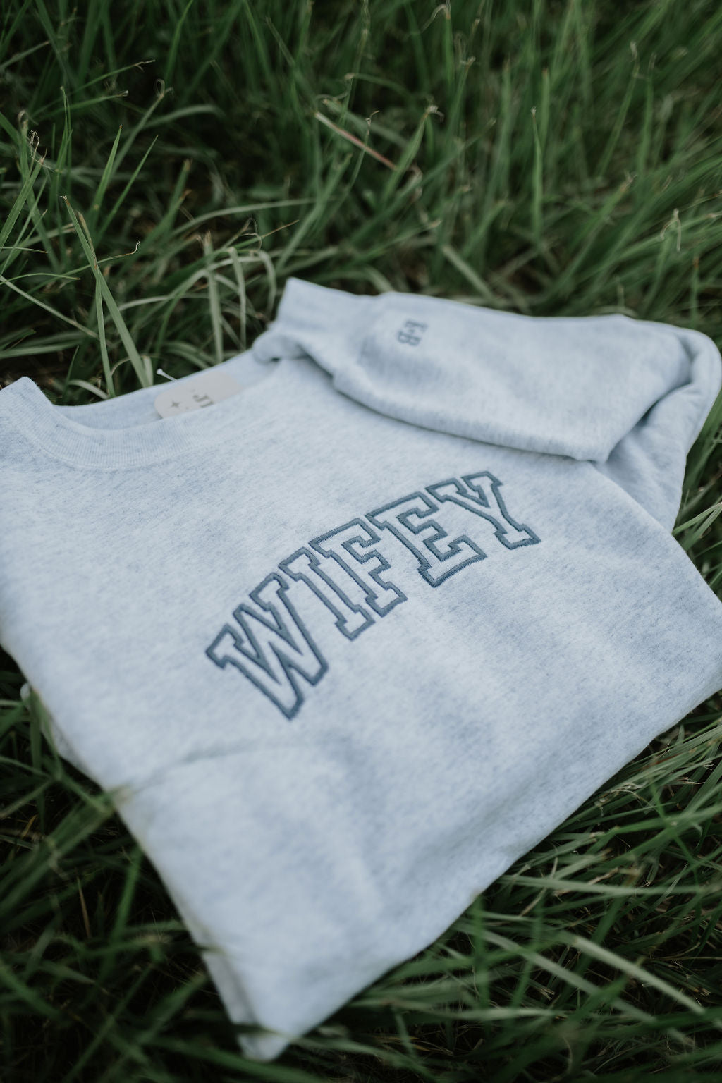 Wifey Embroidered Crewneck -- Varsity Wifey Sweatshirt, Bride Crewneck