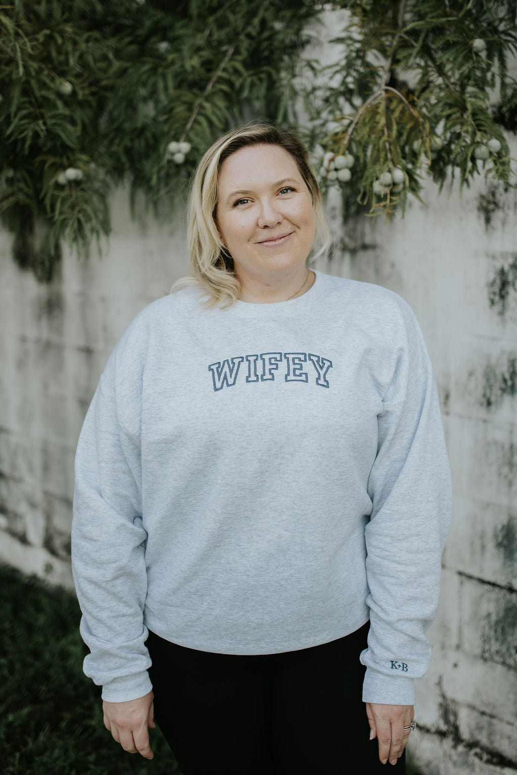 Wifey Embroidered Crewneck -- Varsity Wifey Sweatshirt, Bride Crewneck