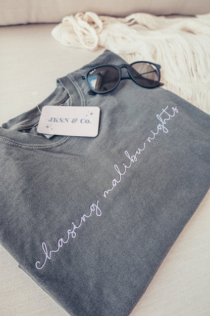 Chasing Malibu Nights Embroidered Tee