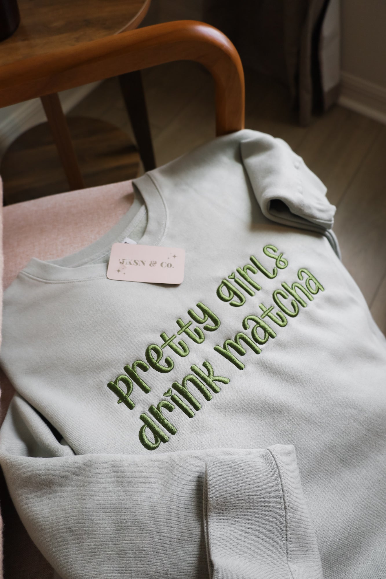 Pretty Girls Drink Matcha Embroidered Sweatshirt