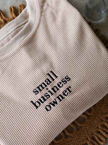 Small Business Owner Embroidered Corded Crewneck