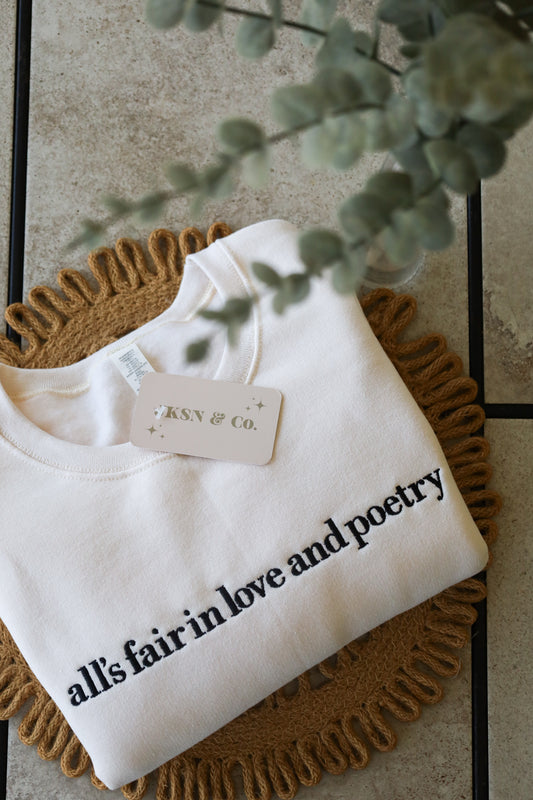 All’s Fair in Love and Poetry Embroidered Crewneck | TTPD Inspired Sweatshirt | Tourtured Poets Inspired Sweatshirt