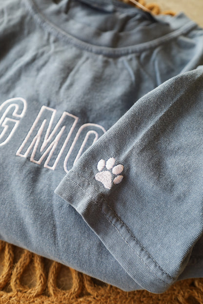 Customizable Dog Mom Embroidered Tee — Comfort Colors Embroidered Tee, Dog Mom, Short Sleeve Tee