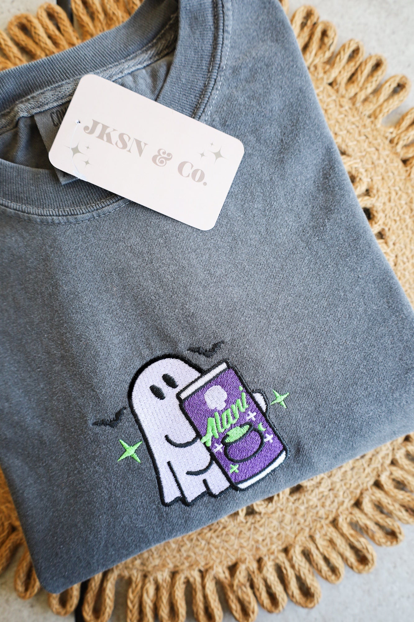 Embroidered Ghost Witches Brew Comfort Colors Tee