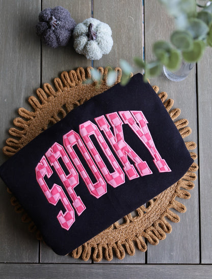 Checkered Spooky Embroidered Sweatshirt