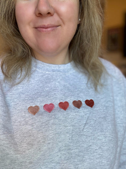 Dainty Ombre Hearts Embroidered Sweatshirt