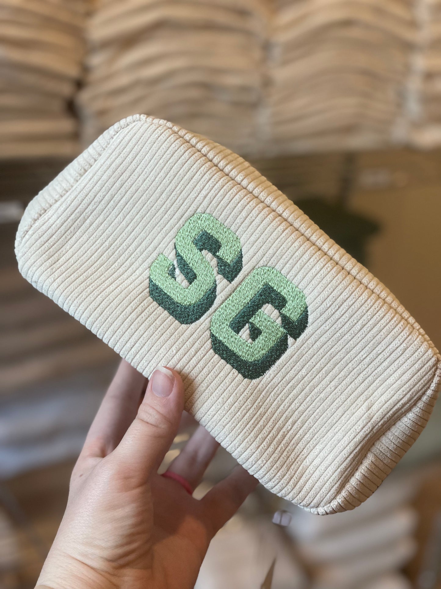 The JKSN |  Embroidered Corded Bag -- Embroidered Cosmetic Bag