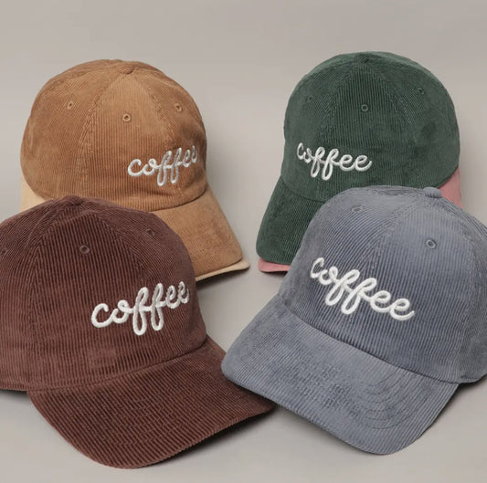 Embroidered Coffee Corduroy Hat