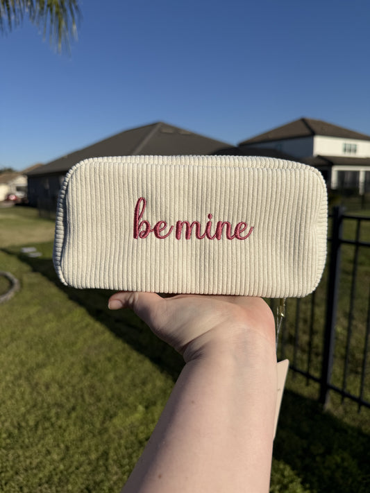 Be Mine Embroidered Corded Cosmetic Bag -- Perfect Valentine's Day Gift!