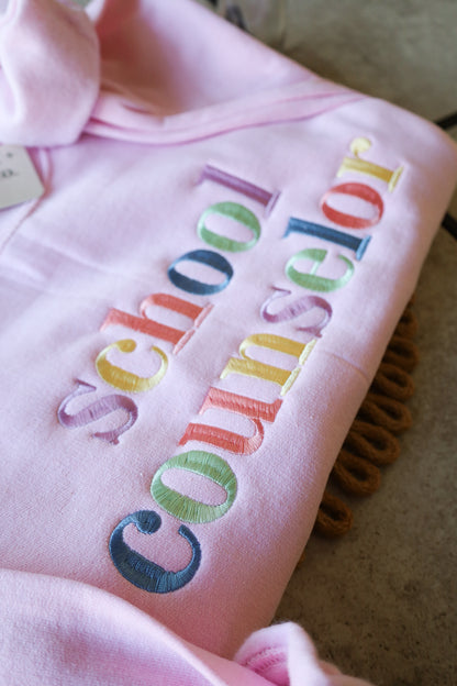 Customizable Multicolor Pastel Embroidered Profession Crewneck-- Career Sweatshirt, Custom Profession Shirt, Graduation, Graduation Gift