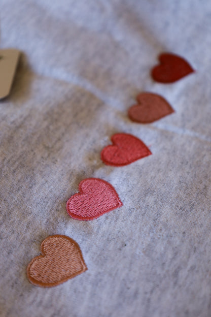 Dainty Ombre Hearts Embroidered Sweatshirt