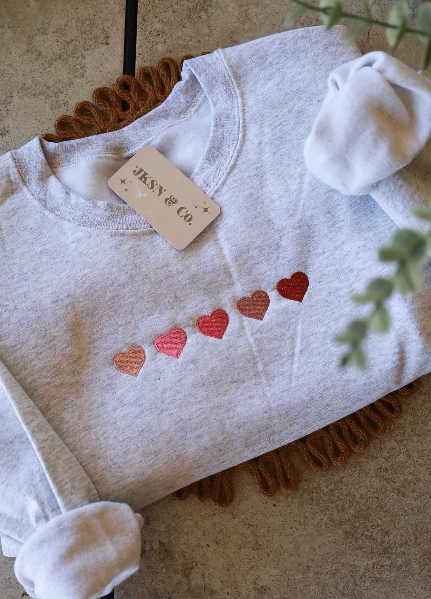 Dainty Ombre Hearts Embroidered Sweatshirt