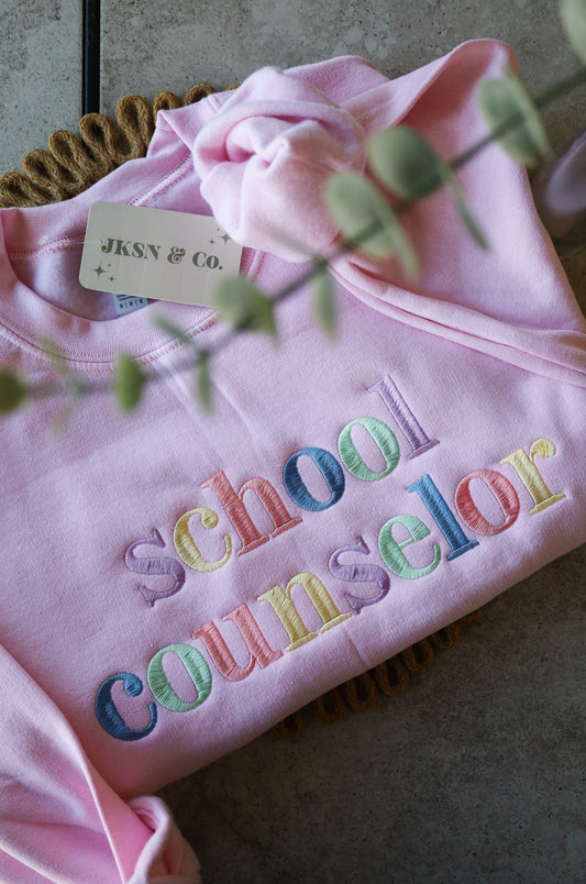 Customizable Multicolor Pastel Embroidered Profession Crewneck-- Career Sweatshirt, Custom Profession Shirt, Graduation, Graduation Gift