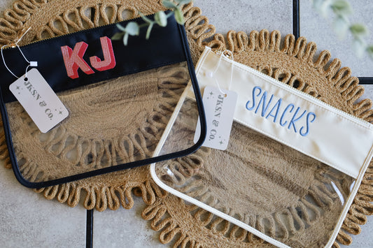 Custom Embroidered Clear Zipper Pouch – Beach & Pool Bag