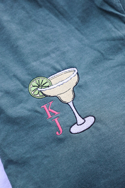CUSTOMIZABLE Embroidered Margarita Monogram Comfort Colors Tee -- Summer Tee