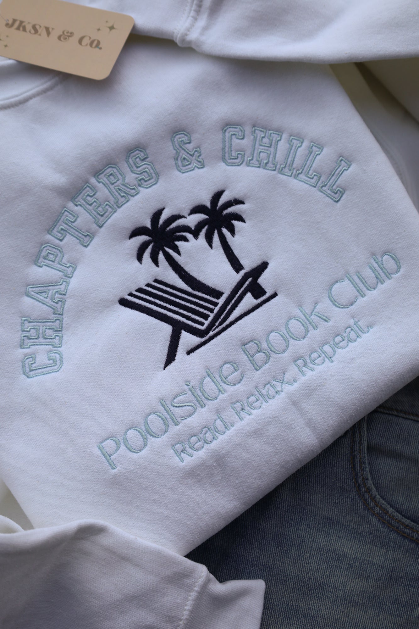 Chapters & Chill Embroidered Crewneck -- Poolside Sweatshirt