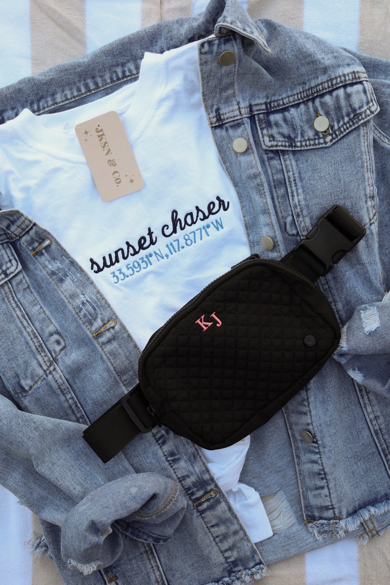 Embroidered Sunset Chaser Customizable  Coordinates Comfort Colors Tee