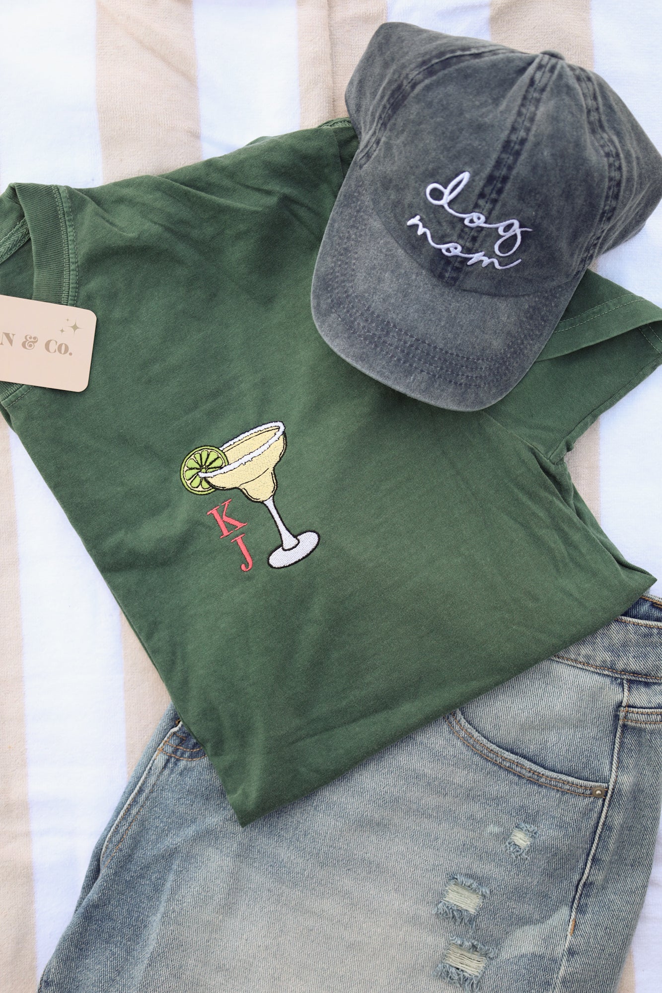 CUSTOMIZABLE Embroidered Margarita Monogram Comfort Colors Tee -- Summer Tee