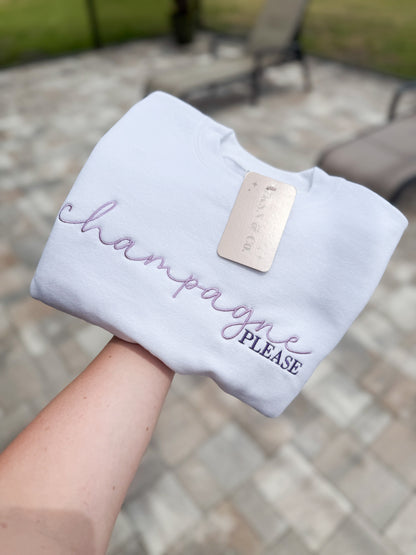 Embroidered Champagne Problems Sweatshirt