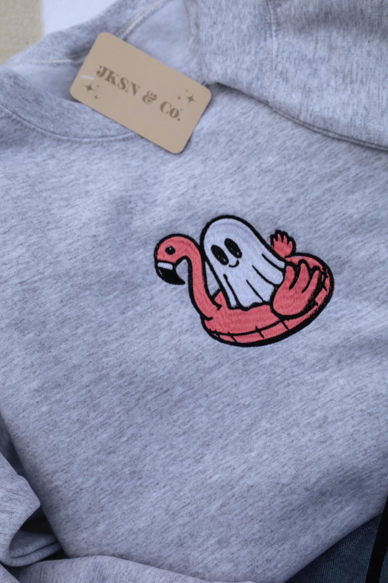 Flamingo Floaty Embroidered Crewneck- Summer Ghost Crew