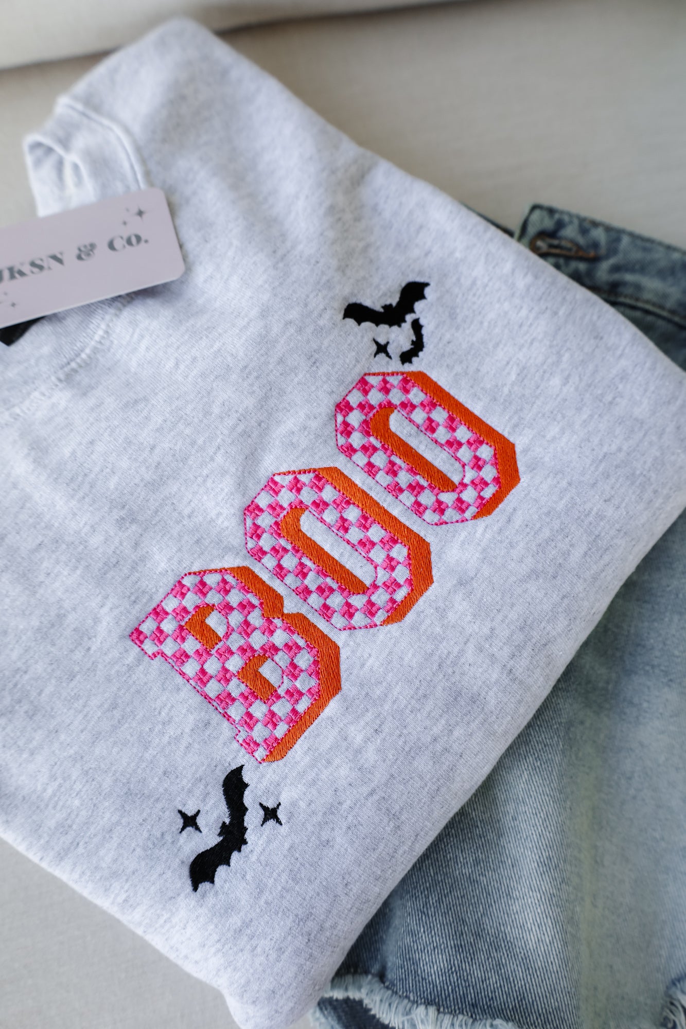 Boo + Bats Embroidered Sweatshirt