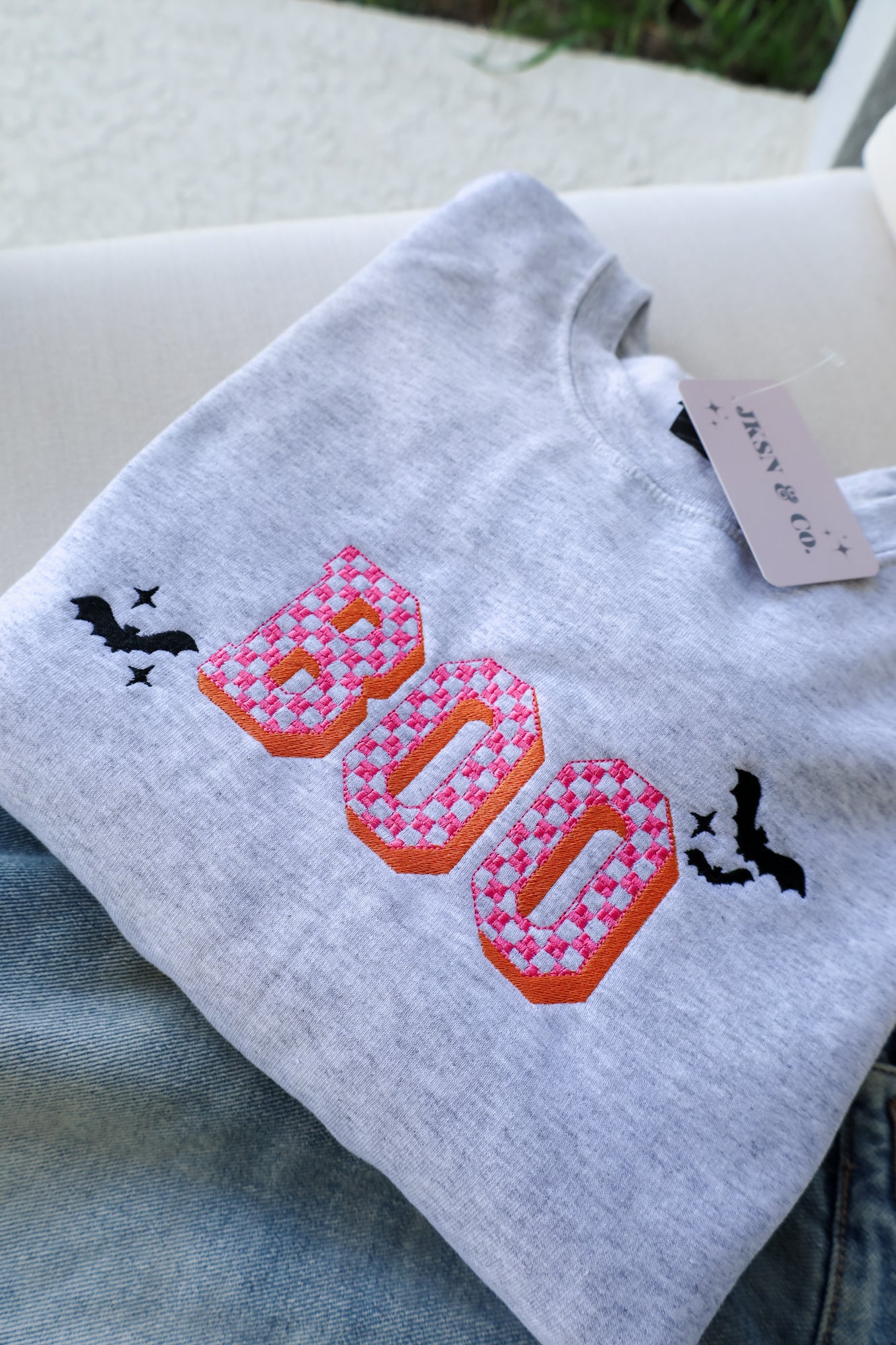 Boo + Bats Embroidered Sweatshirt