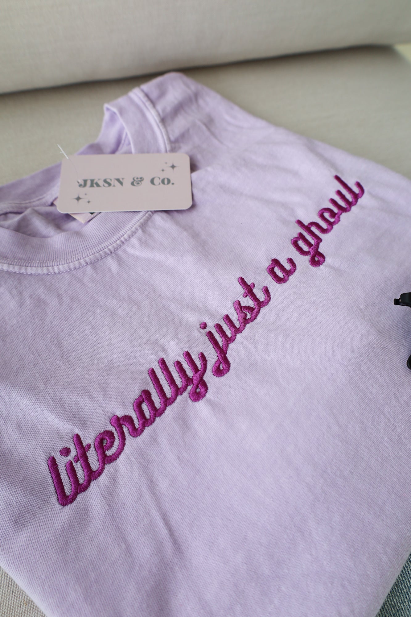 Literally Just A Ghoul Embroidered Tee + Sweatshirt - Comfort Colors