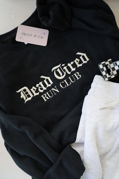 Dead Tired Run Club Embroidered Cropped Lightweight Sweatshirt