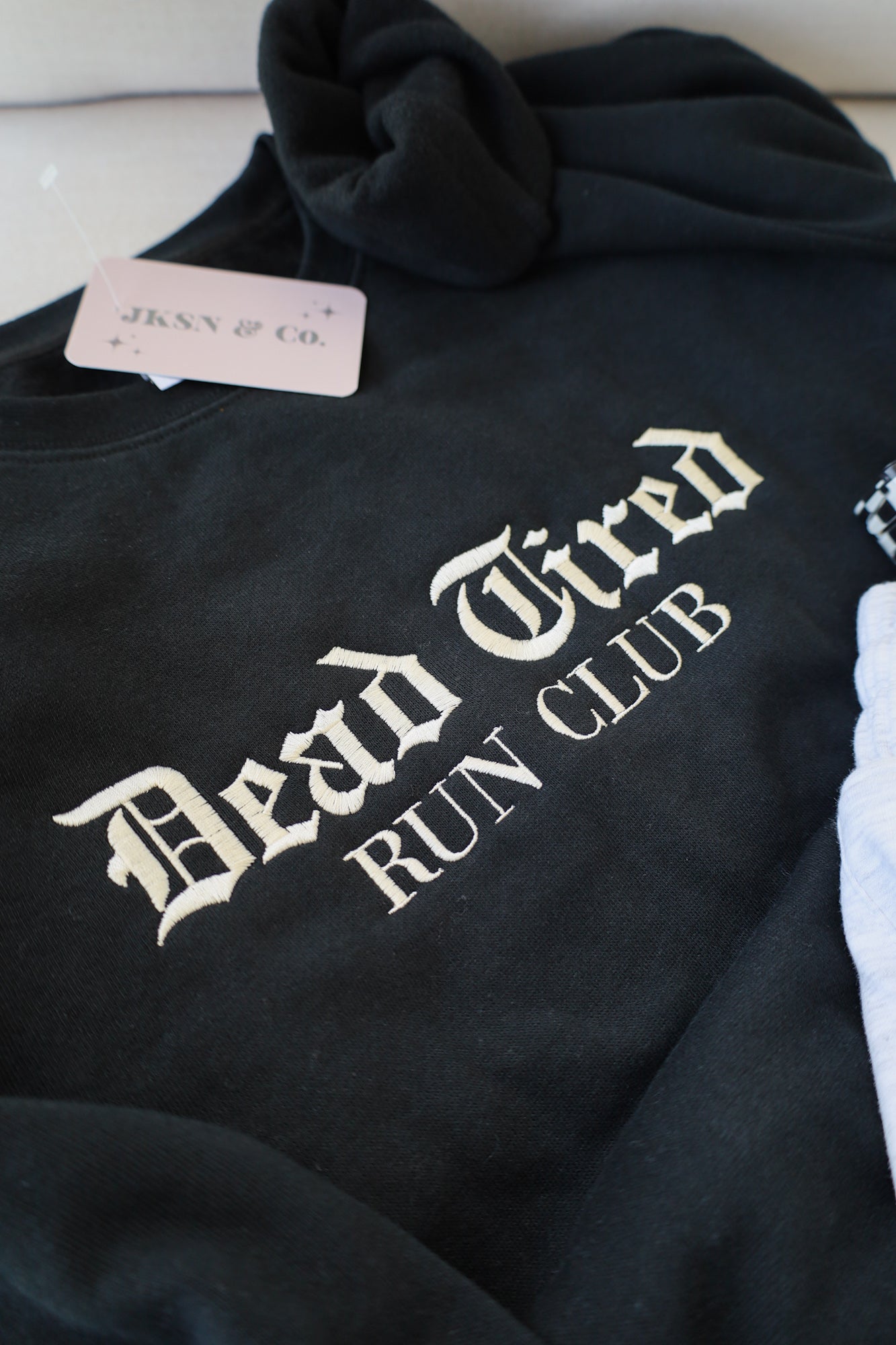 Dead Tired Run Club Embroidered Cropped Lightweight Sweatshirt