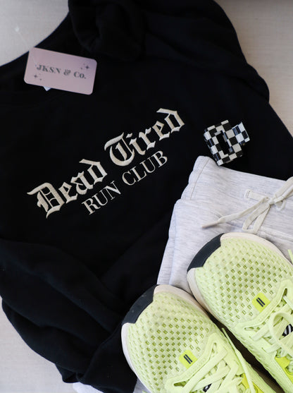 Dead Tired Run Club Embroidered Cropped Lightweight Sweatshirt