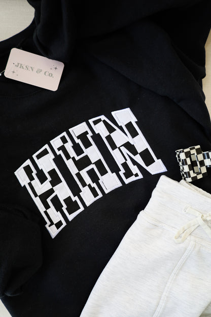 HHN Checkered Applique Embroidered Sweatshirt